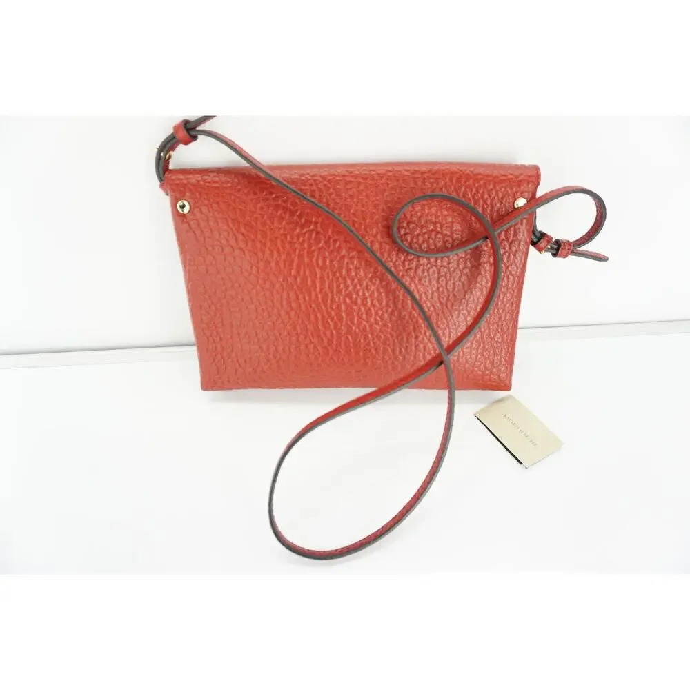 Burberry Large Langley Red Leather Clutch Crossbody Bag SG Grain Shoulder